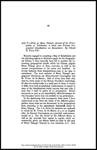 Notes on Hwen Thsang's Account of the Principalities of Tokháristán, in which some Previous Geographical Identifications are Reconsidered